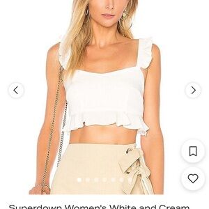 Superdown White Ruffle Crop Top